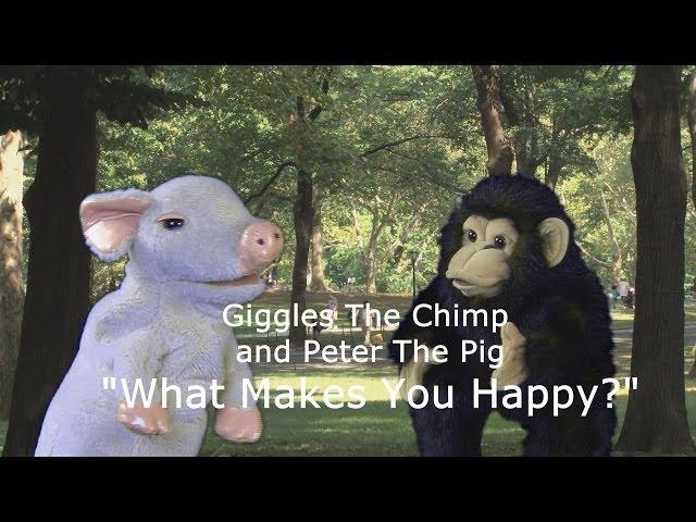 Giggles The Chimp and Peter The Pig Picnic "What Makes You Happy" with Jesus Puppet Ministry