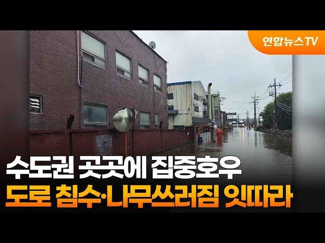 [온마이크] 수도권 곳곳에 집중호우…도로 침수·나무쓰러짐 잇따라 / 연합뉴스TV (YonhapnewsTV)