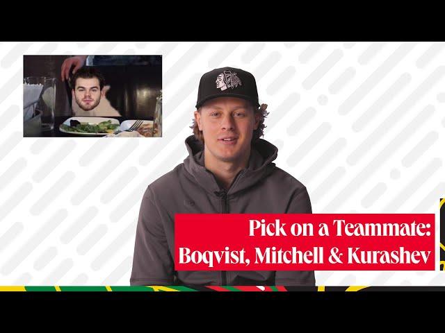 Pick on a Teammate with Adam Boqvist, Ian Mitchell & Philipp Kurashev | Chicago Blackhawks