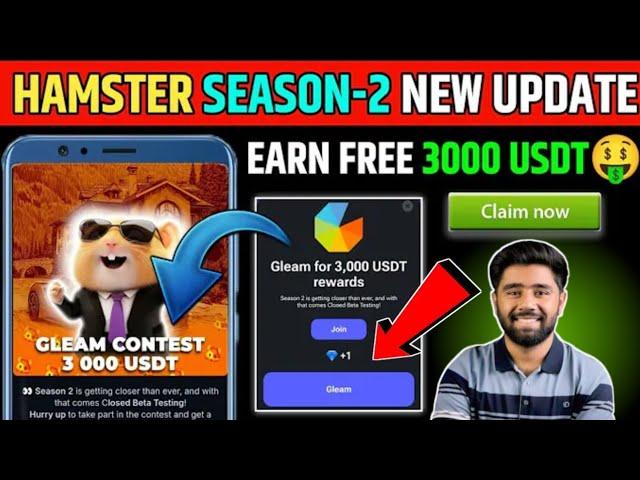 Gleam for 3,000 USDT rewards Task  completed  Hamster Kombat Season 2 Airdop update