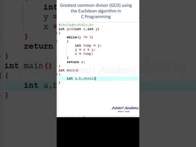 To calculate the greatest common divisor (GCD) of two integers. #cprogramming #gcd #coding