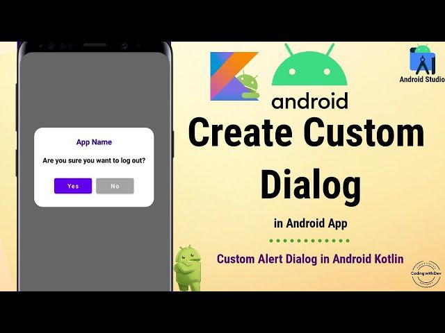 Android custom alert dialog | Custom dialog android studio kotlin | Android Studio Tutorial | Kotlin