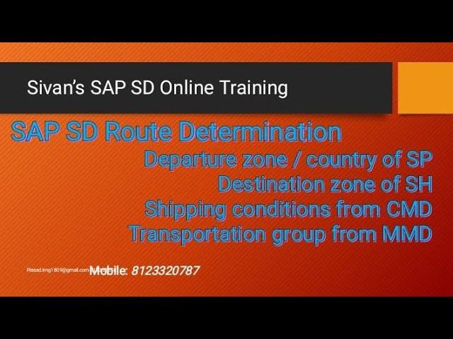 SAP SD Route Determination | Sivan's SAP SD Training