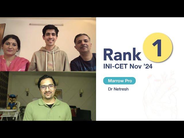 Rank 1, INI-CET Nov'24 Dr Netresh on his unique approach to GTs and importance of standard textbooks