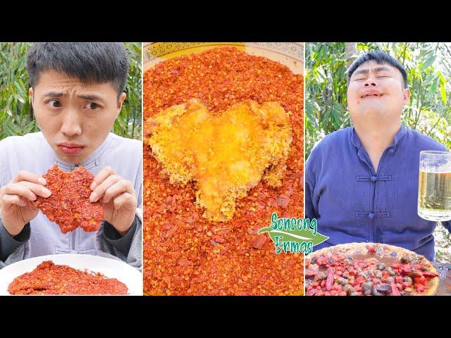 Spicy Ostrich Egg and River Snail || TikTok Funny Mukbang || Songsong and Ermao