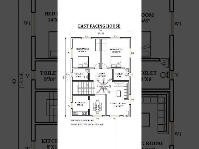 30x40 east facing house plans as per vastu #homeplan #housedesign #houseplans #homedesign #shorts