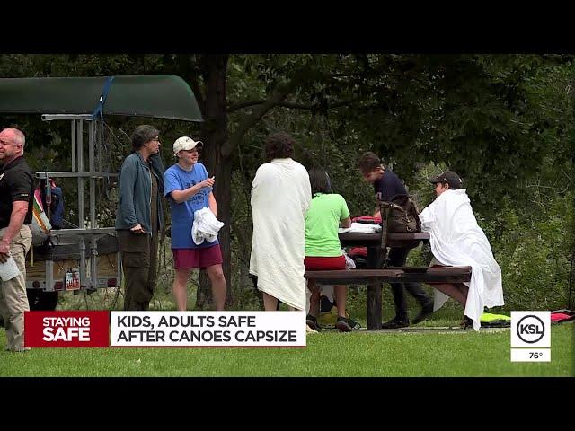 7 kids, 2 adults make it safely to shore after canoes capsize on Jordan River