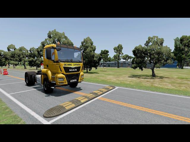 Trucks Cars vs Massive SpeedBumps – BeamNG.Drive #13