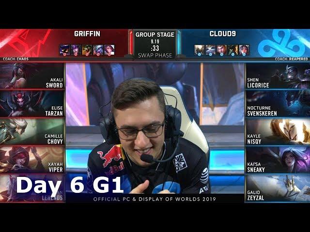 GRF vs C9 | Day 6 S9 LoL Worlds 2019 Group Stage | Griffin vs Cloud 9