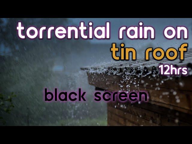 [Black Screen] Torrential Rain on Tin Roof No Thunder | Rain Ambience | Rain Sounds for Sleeping