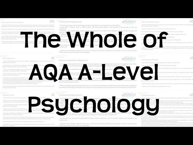 The Whole of AQA A Level Psychology | Revision for Exams