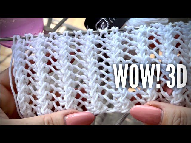 ПРОСТО!БЫСТРО!ВОЛШЕБНО! Двусторонний ажур 3D: повторяем всего 1 ряд! Magic knitting pattern