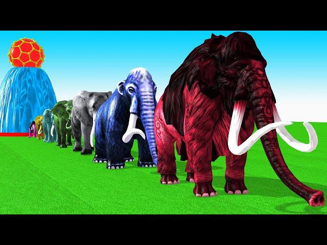 Paint Animals Mammoth,Woolly Mammoth,Mastodon,Elephant,Tusked Elephant,Fountain Crossing Animal Game