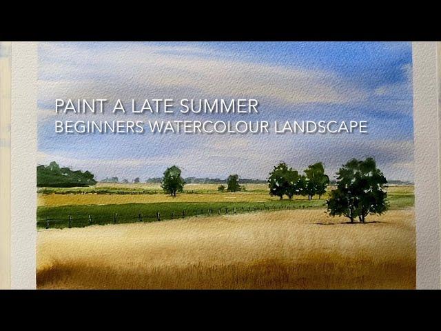 Beginners SUMMER HARVEST FIELD WATERCOLOR Landscape, Loose Watercolour PAINTING Techniques Tutorial