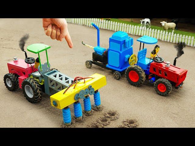 Diy tractor making mini Drilling Plow Machine | diy Waterpump Supply Water for Strawberry | HP Mini