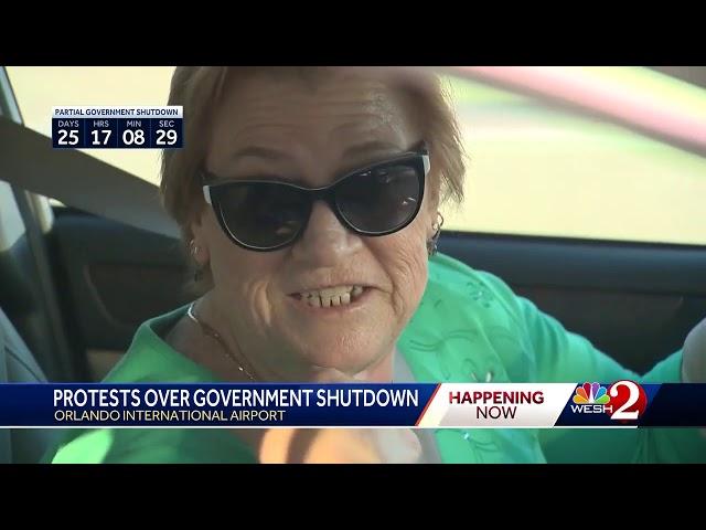 FAA workers protest government shutdown at Orlando International Airport