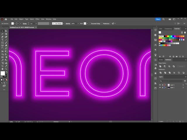 Neon Text Effect  - Adobe Illustrator