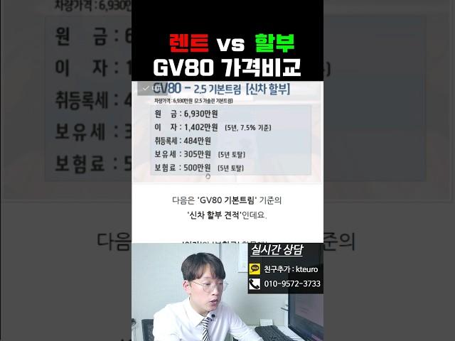 제네시스 GV80 신차 할부 vs 인수형 장기렌트 가격비교 해보기