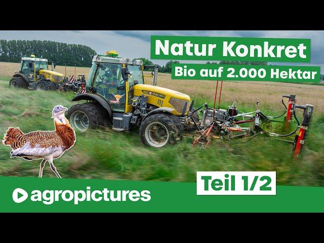 Natur Konkret: Biobetrieb mit 2000 Hektar | 2 x Rigitrac mit BB Umwelttechnik Doppelmessermähwerk