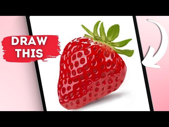 Procreate Drawing for Beginners | Realistic Strawberry iPad illustration - Digital Art Tutorial