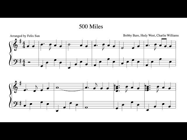 500 Miles (Piano Solo) - Sheet Music | Arr. Felix Sun