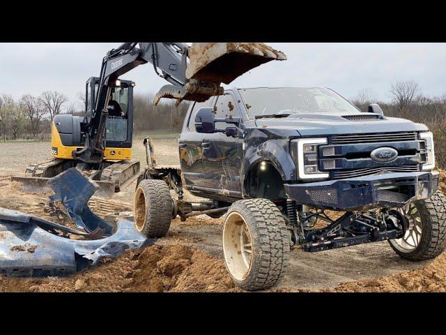 Ripping Apart My AnyLevel F350 with the Excavator (digging up the bunker)