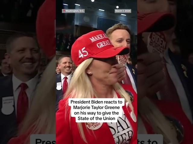 President Biden reacts to Marjorie Taylor Greene while making entrance for SOTU address