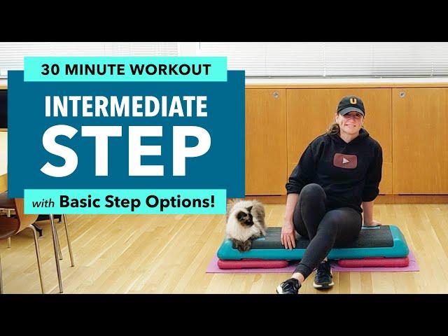 Quick + Fun Intermediate Step Aerobics Workout #7 with Basic Options - 30 Minutes