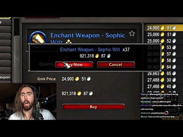 Asmongold accidentally spends 1,000,000 gold in WoW Dragonflight