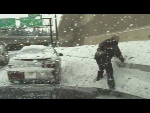 Dashcam Captures Near-Miss On Snowy Crystal Roads