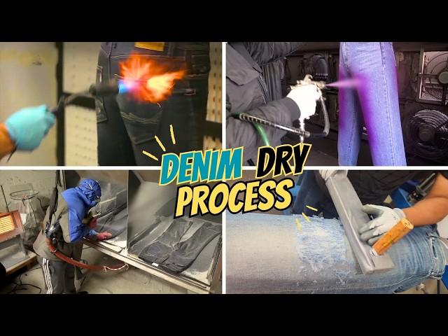 Denim Garment Dry Finishing Process -  whiskering, Hand Scraping, P.P. Spray, Ozone, Destruction