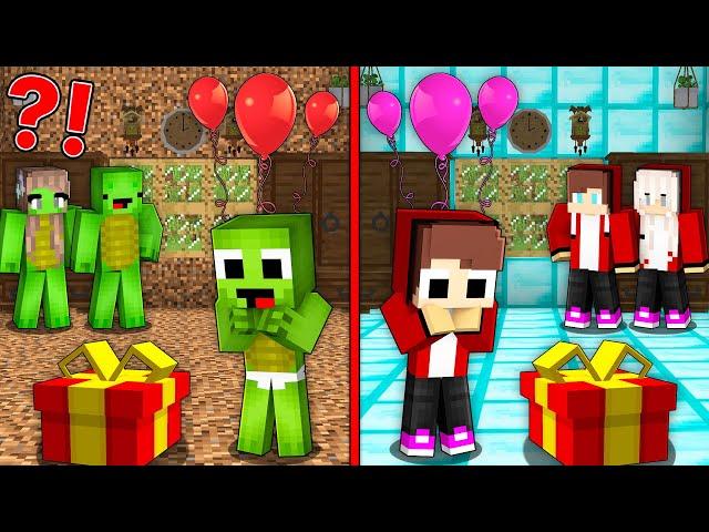 Maizen FAMILY Rich vs Mikey FAMILY Poor BIRTHDAY PARTY BATTLE in Minecraft! - Parody Story(JJ TV)