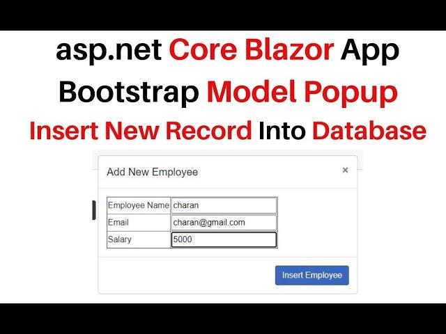 Blazor  net Core App Show Modal Popup Insert Data