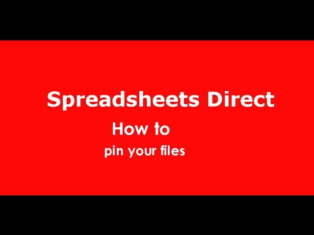 @Spreadsheetsdir Spreadsheets Direct - How To Pin Your Files In Excel Tutorial