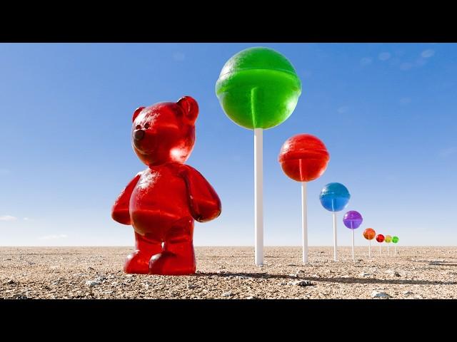 Giant Lollipop Domino Effect | Gummy Bear Destruction