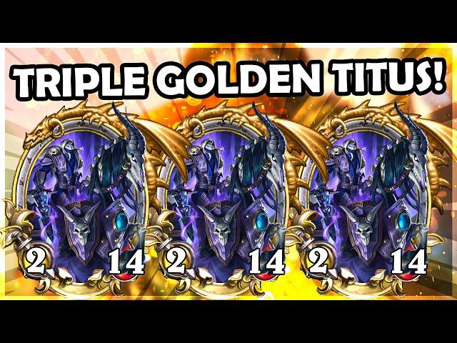 TRIPLE GOLDEN TITUS RIVENDARE! | Hearthstone Battlegrounds