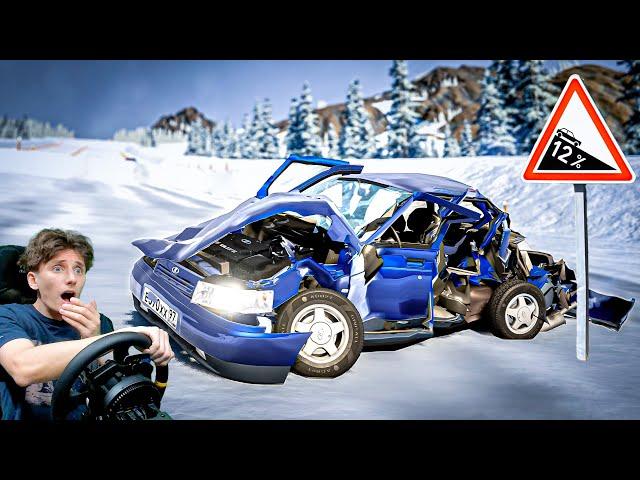 ЛЕДЯНОЙ СПУСК с ГОРЫ Без ТОРМОЗОВ в БИМКЕ ! | BeamNG.drive