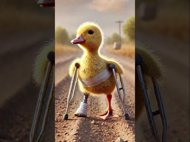 A disabled duckling helps his cat friend  #DuckRescue #CuteAnimals #AnimalRescue