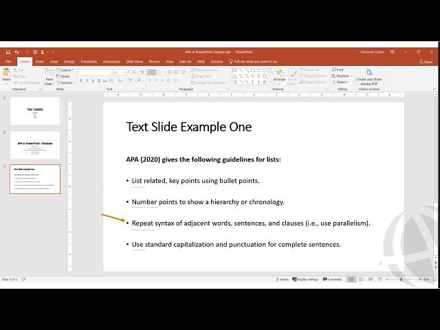 APA Style 7th ed  Formatting in PowerPoint