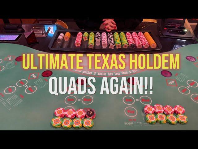 QUADS AGAIN?! Ultimate Texas Hold'em Hot Streak in Vegas! ️