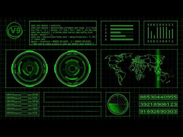 Green Futuristic Hacker  Background HUD Full HD 60 FPS