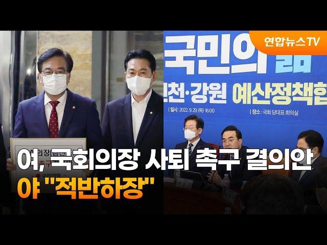 여, 국회의장 사퇴 촉구 결의안 '맞불'…야 "적반하장" / 연합뉴스TV (YonhapnewsTV)