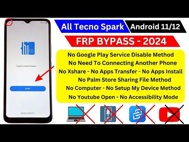 2024 All Tecno Phone Android 11 | 12 Frp Bypass - Unlock Google Account Lock Without Pc New Solution