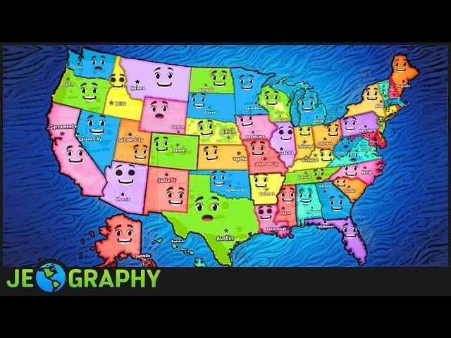 50 States Song with Lyrics | States & Capitals of the USA For Kids