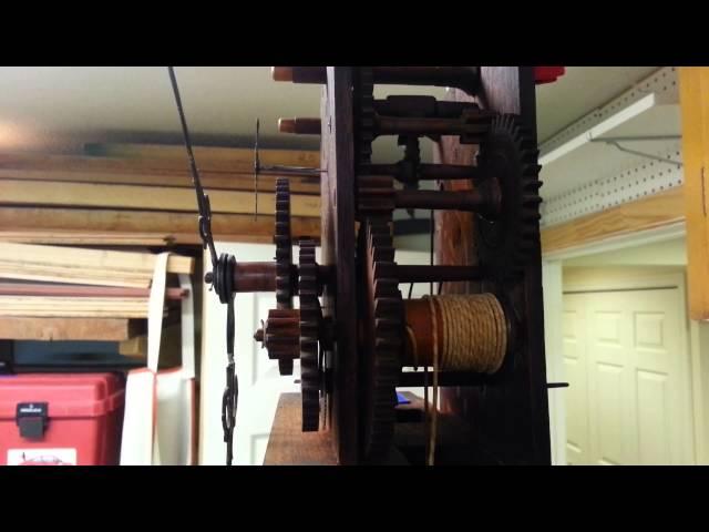 The Seth Thomas wooden movement clock runs for the first time in decades.