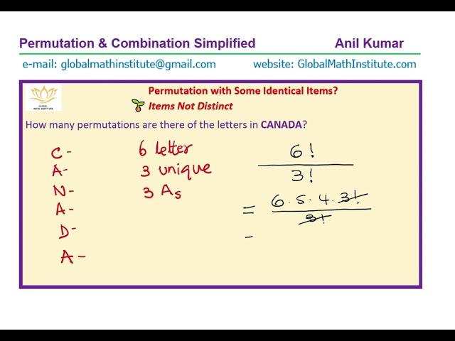 Permutations When Some Items are Repeated Simple Language 3 Examples Not Distict Cases Inspired by M