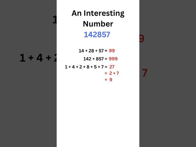 The magical number 142857 #maths #mathtricks #education #specialnumbers