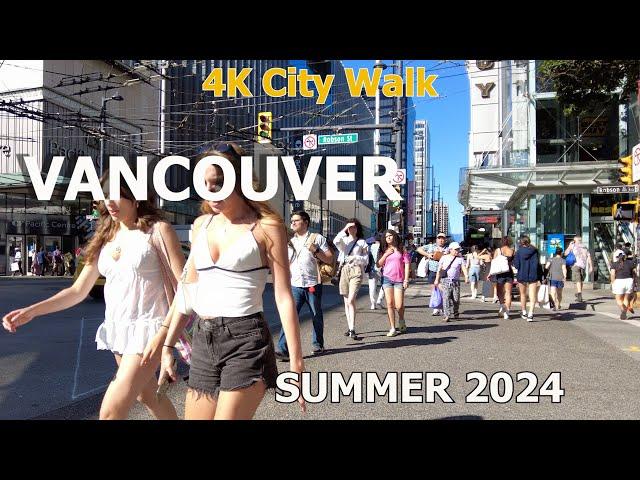 DOWNTOWN VANCOUVER WALK - Summer 2024 in Vancouver Canada 4K