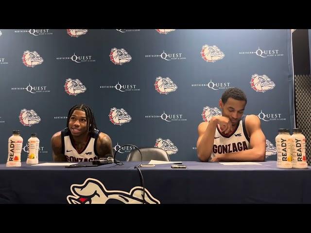 Gonzaga’s Khalif Battle and Nolan Hickman post UMass Lowell