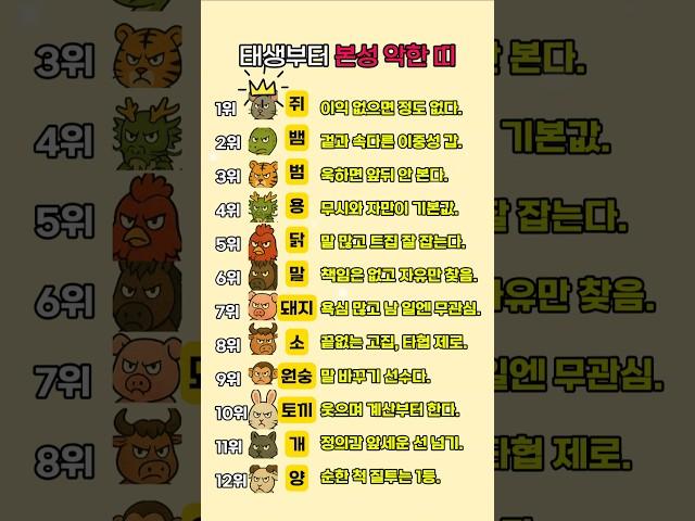 태생부터 본성 악한 띠 순위